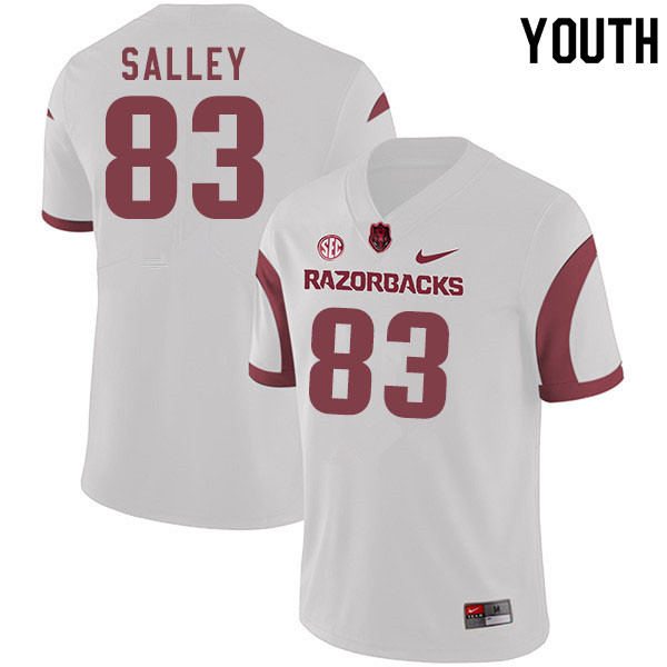 Youth #83 Jackson Salley Arkansas Razorbacks College Football Jerseys Sale-White